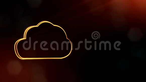 云的图标背景由辉光粒子构成的影像全息图三维无缝动画具有景深波克视频的预览图
