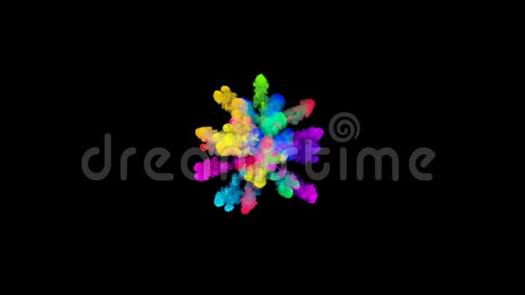在黑色背景上分离的粉末爆炸粒子三维动画作为彩色背景或叠加效果视频的预览图