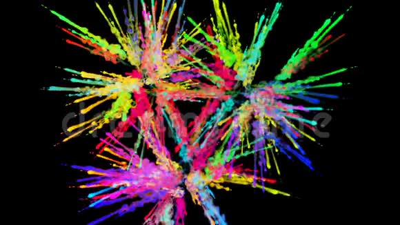 在黑色背景上分离的粉末爆炸粒子三维动画作为彩色背景或叠加效果视频的预览图