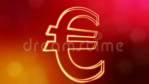 欧洲标志的动画图标或徽章金融背景由辉光粒子作为图像全息图三维环视频的预览图