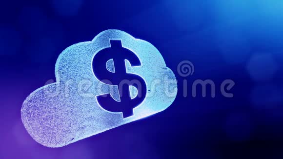 云徽中的美元标志发光粒子的金融背景具有景深的3D环动画bokeh视频的预览图