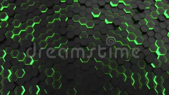 绿光黑色六边形的墙视频的预览图
