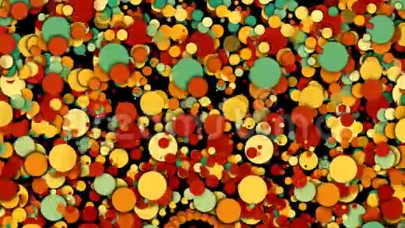 许多混乱的彩色圆圈现代计算机生成的背景3D渲染视频的预览图