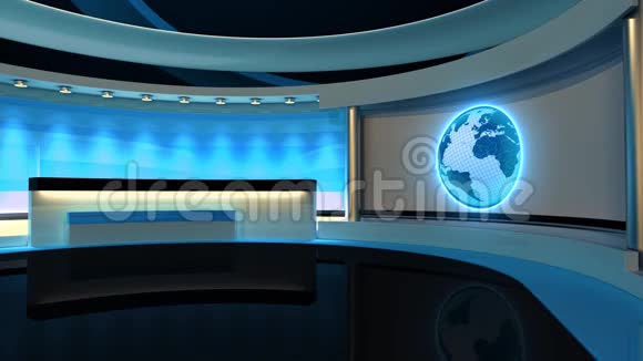 电视演播室新闻工作室新闻室突发新闻3D绘制视频的预览图