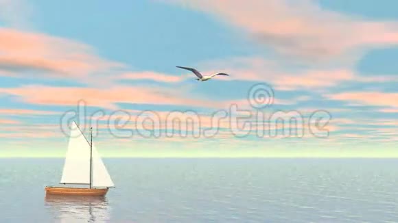 小型帆船3D渲染视频的预览图
