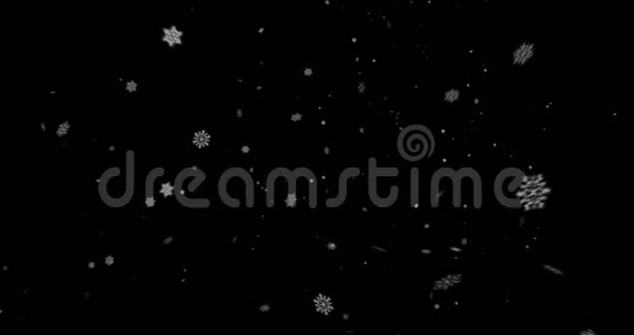 圣诞节的黑色背景雪花从顶部飘落的雪节日的圣诞节视频的预览图