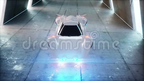 未来派飞车在科幻隧道科里多未来的概念现实的4k动画视频的预览图