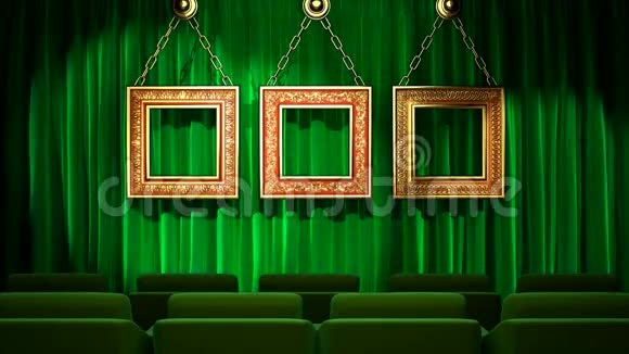 绿色织物窗帘上的循环灯视频的预览图