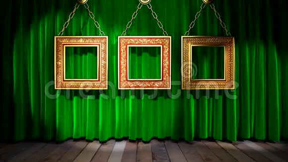 绿色织物窗帘上的循环灯视频的预览图