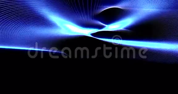 带有粒子的抽象流阵蓝线视频的预览图