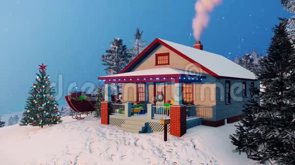 温馨的乡村别墅装饰圣诞4K视频的预览图