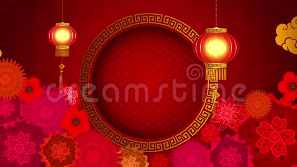 春节又称春节数字粒子背景有中国的装饰和季节性装饰视频的预览图