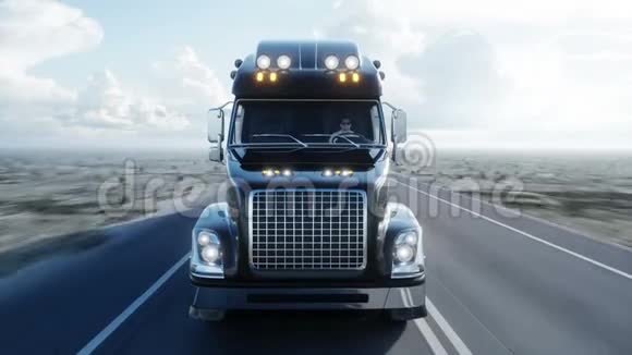 加油机油车高速公路上的卡车开得很快现实的4k动画石油概念视频的预览图