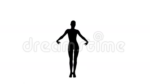 苗条的职业舞者女人在白色背景上跳舞拉丁舞剪影视频的预览图