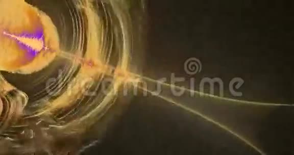 黄紫线曲线颗粒的抽象设计视频的预览图