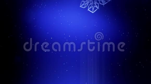 装饰的3d雪花在夜间落在蓝色背景上用作圣诞新年贺卡或冬季动画视频的预览图
