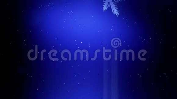 美丽的3d雪花在蓝色背景上在空中飞舞用作圣诞节新年贺卡或冬季环境的动画视频的预览图