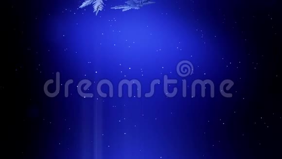 美丽的3d雪花在夜晚落在蓝色背景上用作圣诞新年贺卡或冬季动画视频的预览图