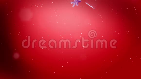 装饰3d雪花落在红色背景上用作圣诞节新年贺卡或冬季环境的动画视频的预览图