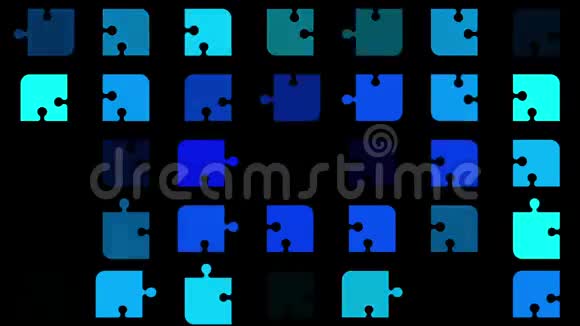 抽象闪烁的拼图碎片蓝色视频的预览图