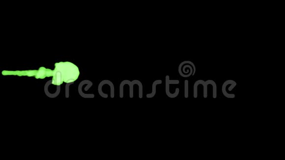 荧光亮绿染水中喷一滴墨这是3d渲染镜头的慢动作墨水背景视频的预览图