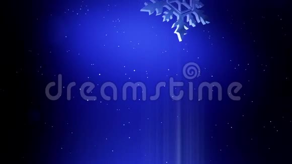 美丽的3d雪花在夜晚落在蓝色背景上用作圣诞新年贺卡或冬季动画视频的预览图