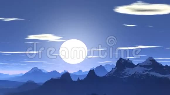 群山中的蓝色日落视频的预览图
