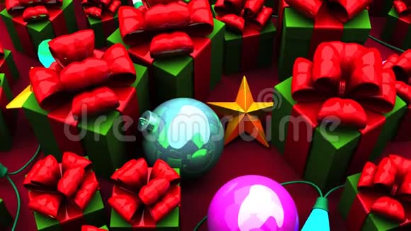 红色背景下的圣诞礼品盒视频的预览图