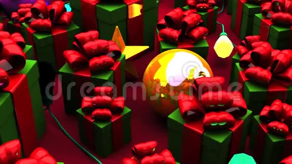 红色背景下的圣诞礼品盒视频的预览图