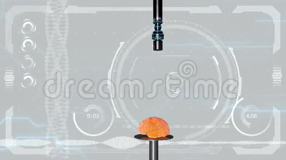 有触角和人脑的未来派机器人医学概念解剖未来视频的预览图