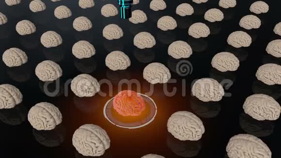 有触角和人脑的未来派机器人医学概念解剖未来视频的预览图