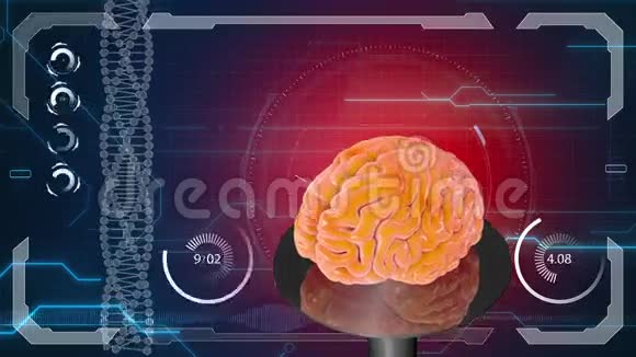 有触角和人脑的未来派机器人医学概念解剖未来视频的预览图