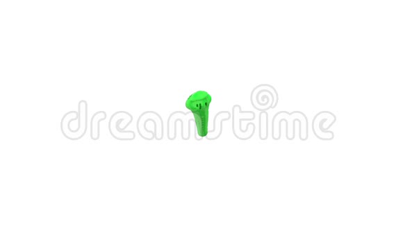 绿色油漆喷泉3D白色背景与阿尔法通道使用阿尔法面具带涡旋液的喷泉顶部3D视频的预览图