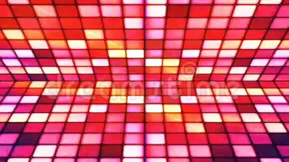 广播闪烁高科技立方体舞台红色抽象循环4K视频的预览图