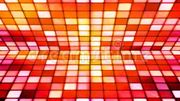 广播闪烁高科技立方体舞台红色抽象循环4K视频的预览图