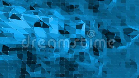 蓝色低聚波面作为背景蓝色多边形几何振动环境或脉动背景视频的预览图