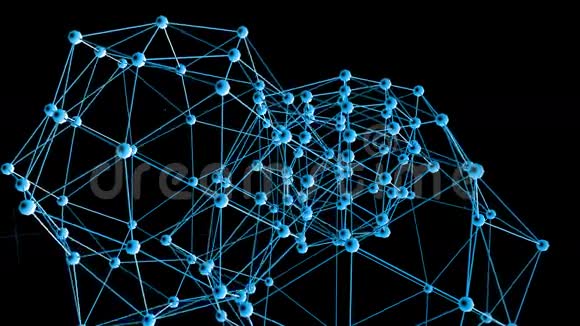 抽象蓝色挥动三维网格或网格的脉动几何物体用作抽象环境蓝色几何视频的预览图