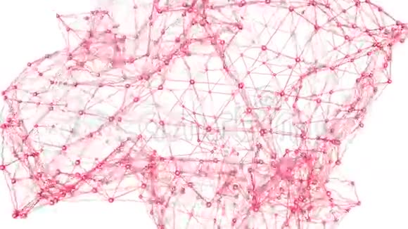 抽象红色挥动三维网格或网格的脉动几何物体用作抽象背景红色几何振动视频的预览图