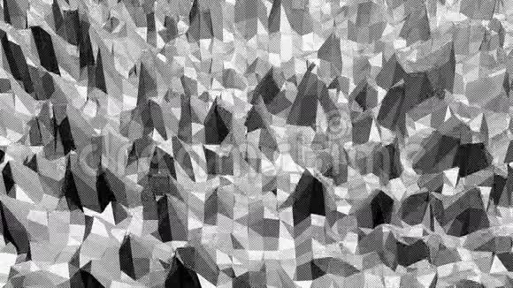 抽象黑白低聚挥三维表面作为景观灰色抽象几何振动环境视频的预览图