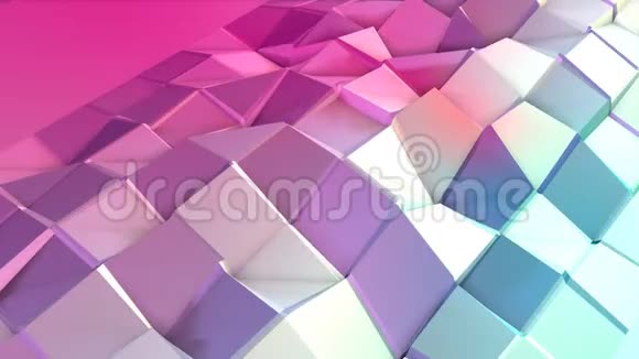 抽象简单的蓝色粉红色低聚三维表面作为数学环境移动的软几何低聚运动背景视频的预览图