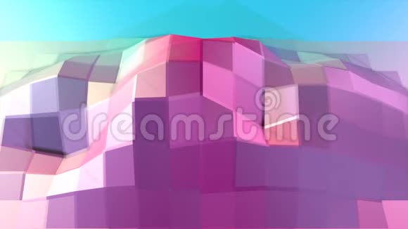 抽象简单的蓝色粉红色低聚三维表面作为几何网格移动的软几何低聚运动背景视频的预览图