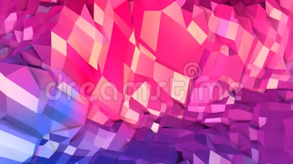 抽象简单的蓝色红色低聚三维表面作为晶体网格纯蓝色软几何低聚运动背景视频的预览图