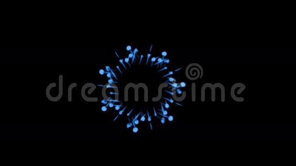 荧光蓝墨水或烟雾形成恒星在黑色上缓慢地分离蓝色的水用于油墨背景油墨视频的预览图