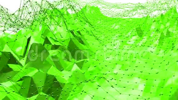 绿色低聚背景振动抽象低聚面作为现代低聚设计中的数字景观视频的预览图