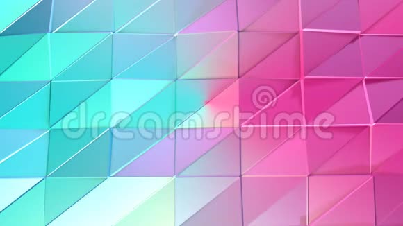 抽象简单的蓝色粉红色低聚三维表面作为未来的环境软几何低聚运动背景视频的预览图
