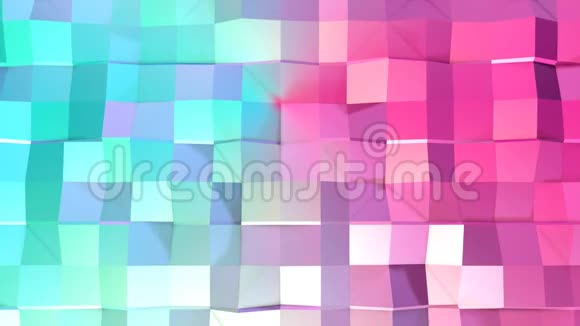 抽象简单的蓝色粉红色低聚三维表面作为几何网格移动的软几何低聚运动背景视频的预览图