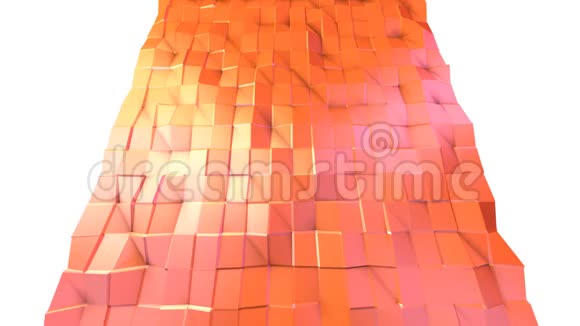抽象简单的粉红色橙色低聚三维表面作为几何网格移动的软几何低聚运动背景视频的预览图