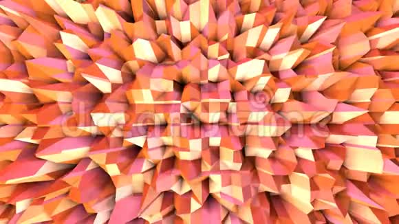 抽象简单的粉红色橙色低聚三维表面作为抽象的简单环境软几何低聚运动视频的预览图