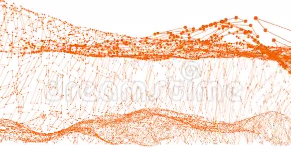 抽象干净的橙色挥动三维网格或网格作为环境橙色几何振动环境或脉动数学视频的预览图