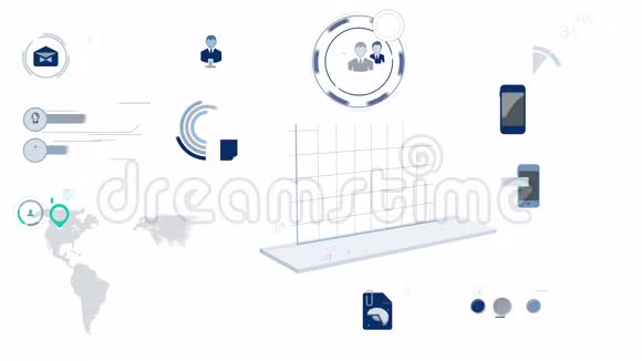 蓝色公司信息系统元素与阿尔法频道视频的预览图
